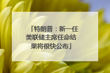 特朗普：新一任美联储主席任命结果将很快公布