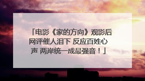 电影《家的方向》观影后网评催人泪下 反应百姓心声 两岸统一成最强音！