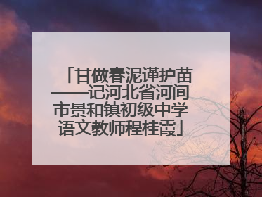 甘做春泥谨护苗——记河北省河间市景和镇初级中学语文教师程桂霞