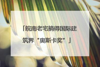 皖南老宅摘得国际建筑界“奥斯卡奖”