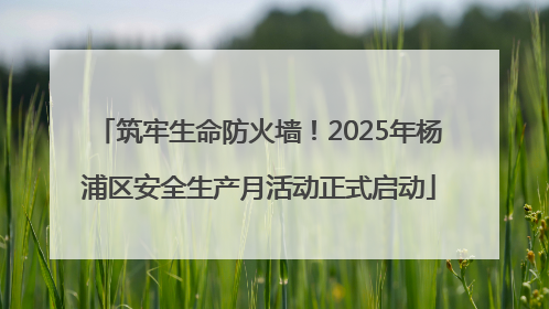 筑牢生命防火墙！2025年杨浦区安全生产月活动正式启动