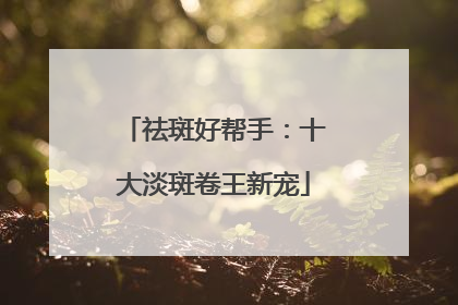 祛斑好帮手：十大淡斑卷王新宠