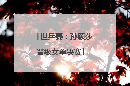 世乒赛：孙颖莎晋级女单决赛