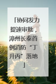 协同发力提速审批，漳州长泰首例消防“丁升丙”落地