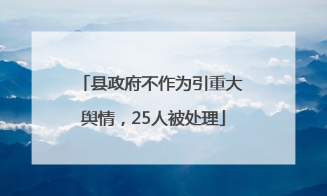 县政府不作为引重大舆情，25人被处理