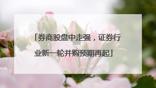 券商股盘中走强，证券行业新一轮并购预期再起