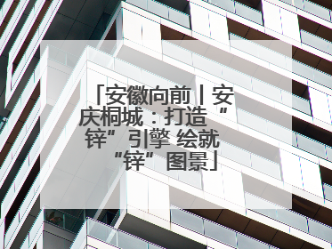 安徽向前丨安庆桐城：打造“锌”引擎 绘就“锌”图景