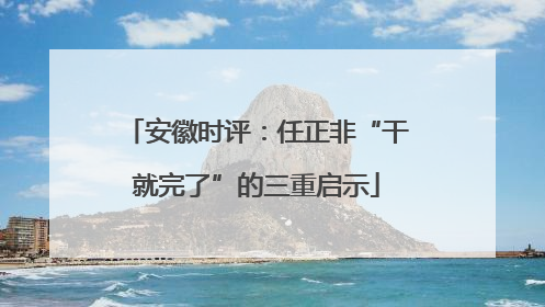 安徽时评：任正非“干就完了”的三重启示