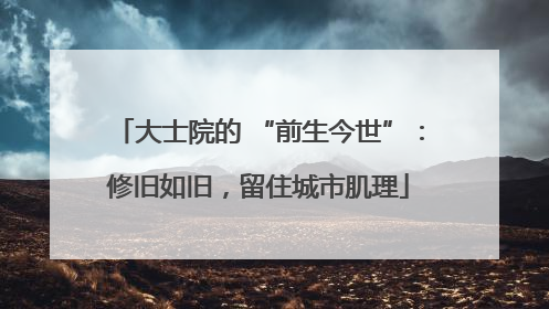 大士院的 “前生今世”：修旧如旧，留住城市肌理