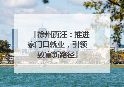 徐州贾汪：推进家门口就业，引领致富新路径