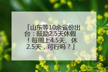 山东等10余省份出台：鼓励2.5天休假！每周上4.5天、休2.5天，可行吗？