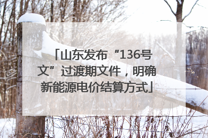 山东发布“136号文”过渡期文件，明确新能源电价结算方式