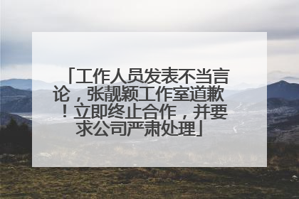 工作人员发表不当言论，张靓颖工作室道歉！立即终止合作，并要求公司严肃处理