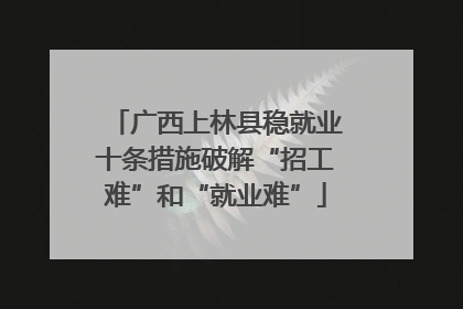 广西上林县稳就业十条措施破解“招工难”和“就业难”