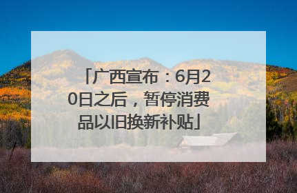广西宣布：6月20日之后，暂停消费品以旧换新补贴