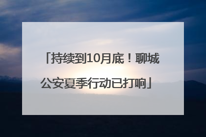 持续到10月底！聊城公安夏季行动已打响