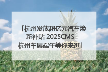 杭州发放超亿元汽车焕新补贴 2025CMS杭州车展端午等你来逛