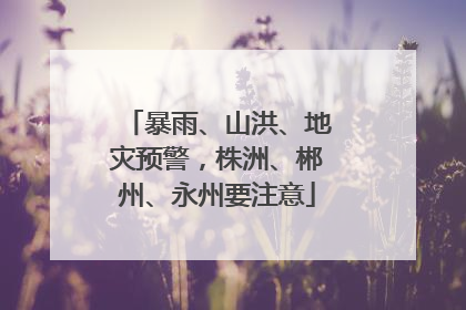 暴雨、山洪、地灾预警，株洲、郴州、永州要注意