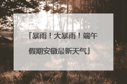 暴雨！大暴雨！端午假期安徽最新天气