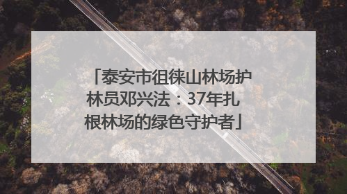 泰安市徂徕山林场护林员邓兴法：37年扎根林场的绿色守护者