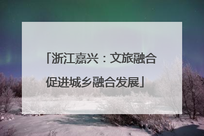 浙江嘉兴：文旅融合促进城乡融合发展