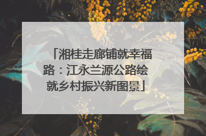 湘桂走廊铺就幸福路：江永兰源公路绘就乡村振兴新图景