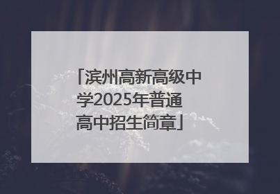 滨州高新高级中学2025年普通高中招生简章