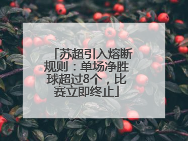 苏超引入熔断规则：单场净胜球超过8个，比赛立即终止