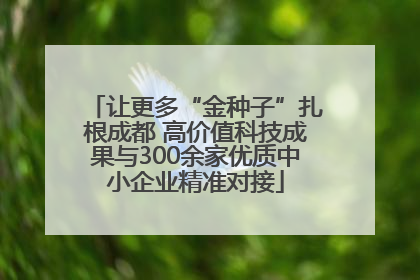 让更多“金种子”扎根成都 高价值科技成果与300余家优质中小企业精准对接