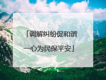 调解纠纷促和谐 一心为民保平安