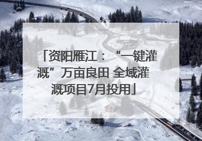 资阳雁江：“一键灌溉”万亩良田 全域灌溉项目7月投用