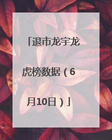 退市龙宇龙虎榜数据（6月10日）