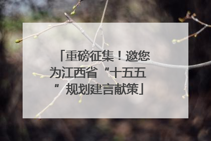 重磅征集！邀您为江西省“十五五”规划建言献策