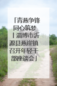 青燕争锋 同心筑梦丨淄博市沂源县燕崖镇召开年轻干部座谈会