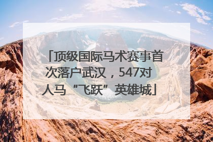 顶级国际马术赛事首次落户武汉，547对人马“飞跃”英雄城