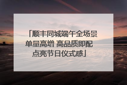 顺丰同城端午全场景单量高增 高品质即配点亮节日仪式感