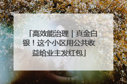 高效能治理｜真金白银！这个小区用公共收益给业主发红包