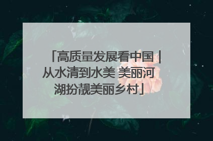 高质量发展看中国｜从水清到水美 美丽河湖扮靓美丽乡村
