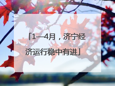 1—4月，济宁经济运行稳中有进
