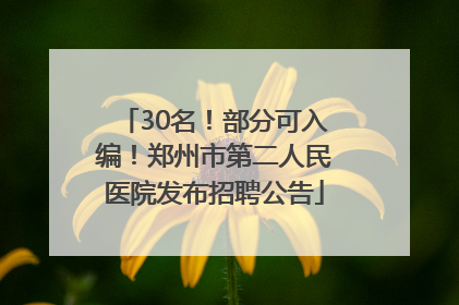 30名！部分可入编！郑州市第二人民医院发布招聘公告
