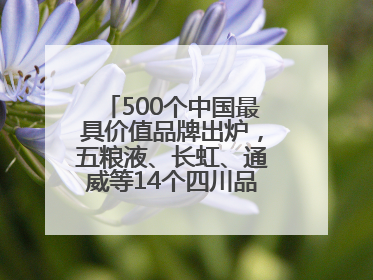 500个中国最具价值品牌出炉，五粮液、长虹、通威等14个四川品牌上榜